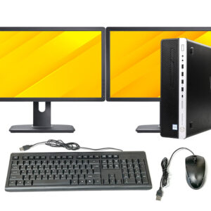 hp elitedesk 800 g4 sff desktop computer intel core i7 8th gen. 32gb ram 1tb ssd dual 22in monitor windows 11 professional