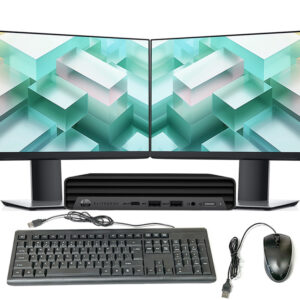 hp elitedesk 800 g6 micro desktop computer intel core i5 10th gen. 16gb ram 256gb ssd dual 22in lcd windows 11 pro wi fi