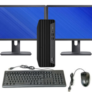 hp elitedesk 800 g6 sff intel i5 10th gen 16gb ram 512gb ssd dual 24in monitors windows 11 pro wi fi, dvd/rw